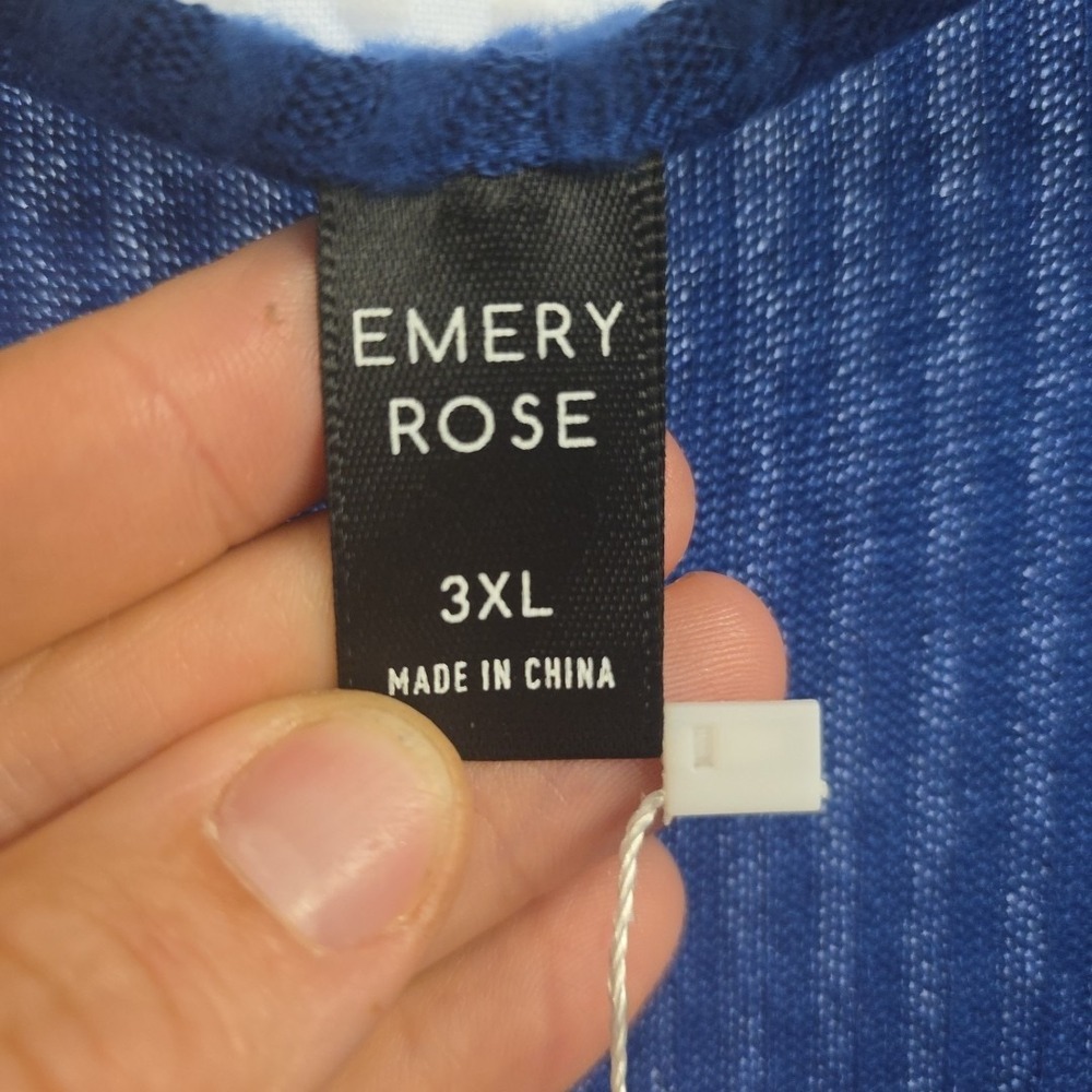 NEW Emery Rose V-neck ribbed short‎ Sleeves Super Soft Sweater 3X Blue - Picture 8 of 10